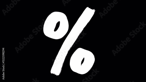 Hand drawn brush animation of symbol % in 4K. Animated handwritten symbol with smooth brush stroke, isolated on transparent background with alpha channel