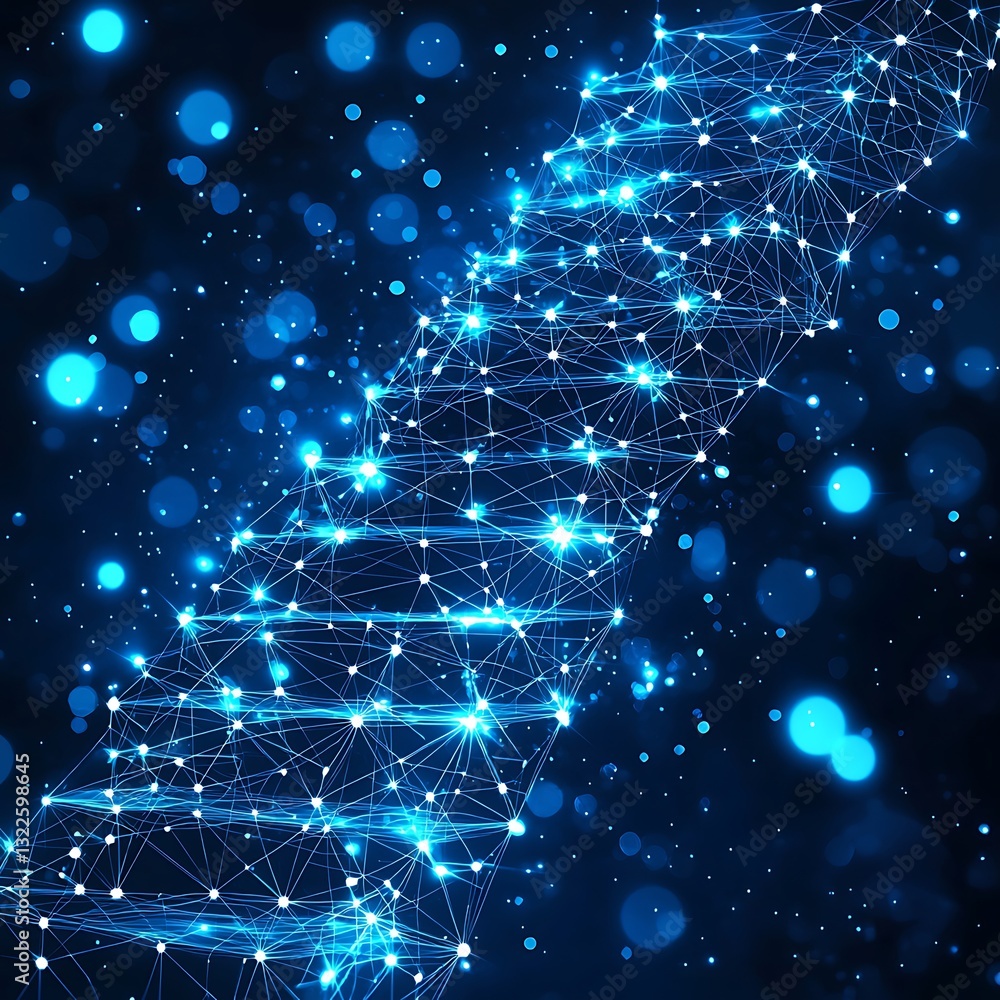 Fototapeta premium A glowing blue connected network depicting complex data patterns