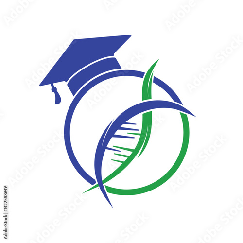 DNA graduation vector logo design. Science school vector logo concept.