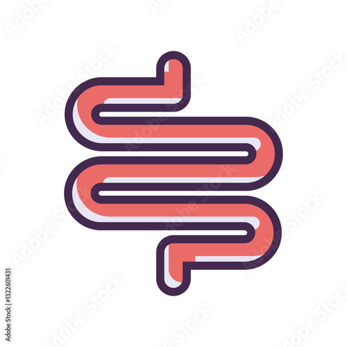A Healthy Gut, A Happy Life, Vibrant Illustration Of Digestive System In Warm Coral And Deep Purple Hues