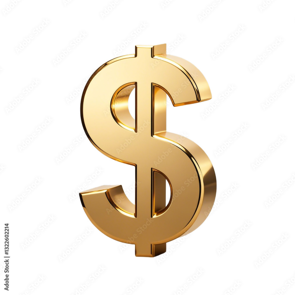 A large golden dollar sign on a white or transparent background. A large golden dollar sign on a white or transparent background.