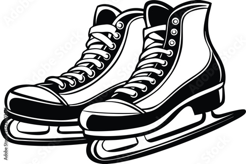 Pair of ice skates silhouettes