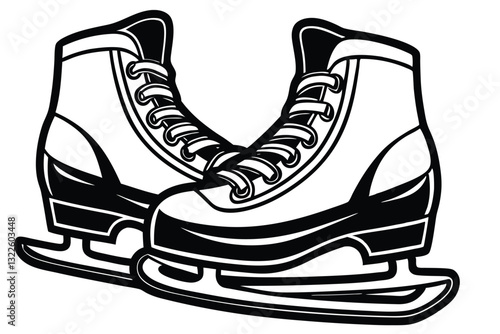 Pair of ice skates silhouettes