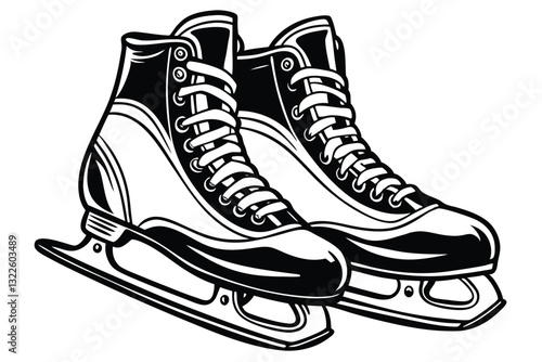 Pair of ice skates silhouettes