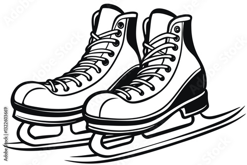 Pair of ice skates silhouettes