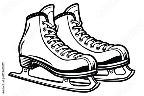 Vector illustration of classic ice skates for ladies black silhouettes