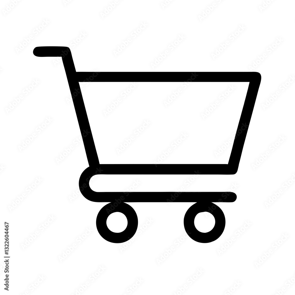 Black shopping cart icon on white. Use for e-commerce, online shopping, retail, and website buttons. Black shopping cart icon on white. Use for e-commerce, online shopping, retail, and website buttons.