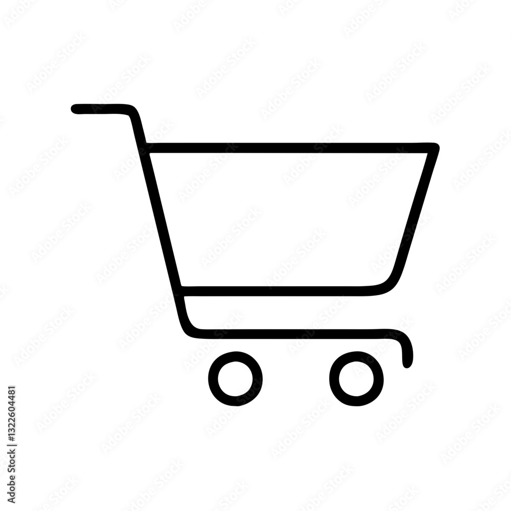 Black shopping cart icon on white. Use for e-commerce, online shopping, retail, and website buttons. Black shopping cart icon on white. Use for e-commerce, online shopping, retail, and website buttons.
