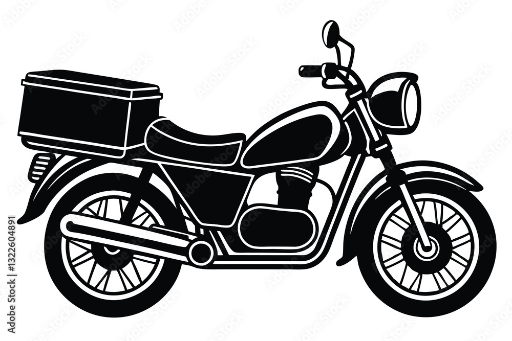 Fototapeta premium Motorcycle pizza delivery men couriers and postmen silhouette vector art