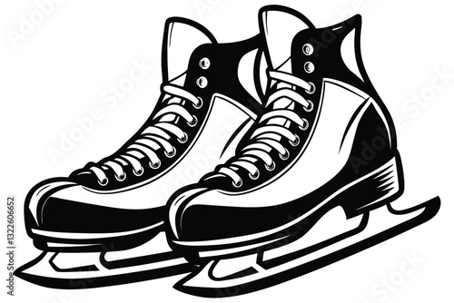 Ice skates silhouette isolated on white background