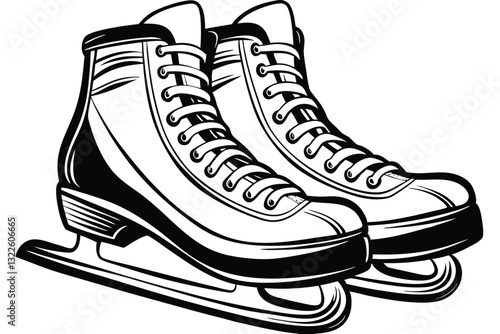 Ice skates silhouette isolated on white background