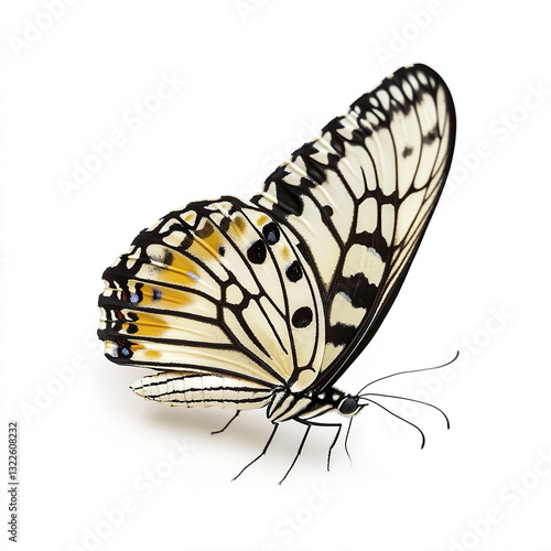 beautiful butterfly with intricate patterns on white background