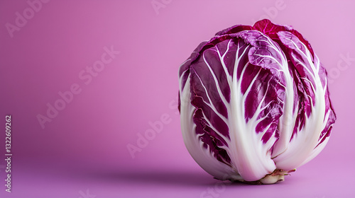 Chicory radicchio a purple background with copy space. photo