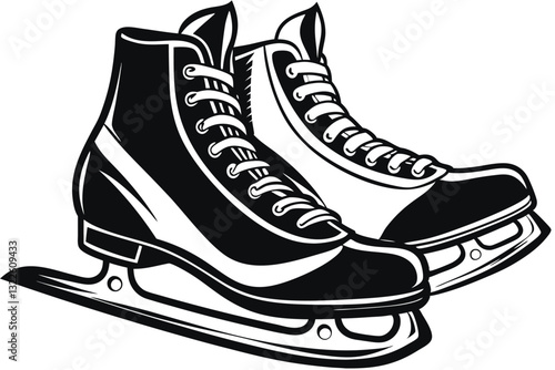 Ice skates silhouette isolated on white background