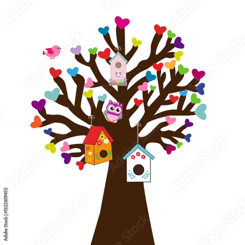 Árbol con nidos de aves.