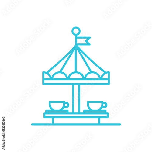 Luna Park Icon. Tea cup ride. Isolated on white background. From blue icon set.