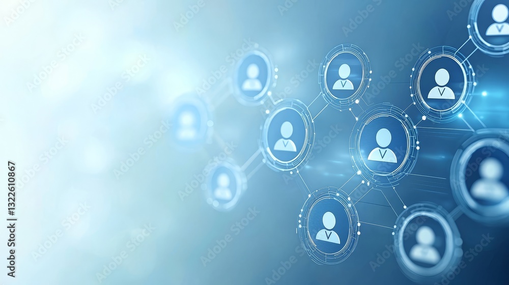Teamwork and diversity, people silhouettes on vibrant blue background people