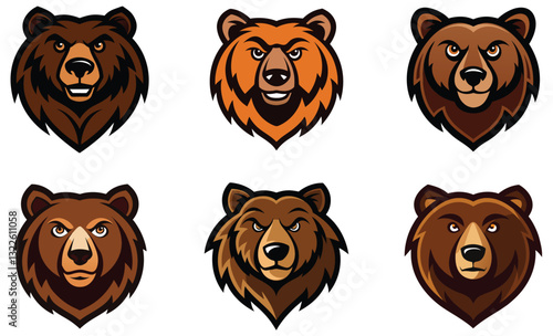 Brown Bear head mascot logo design vector