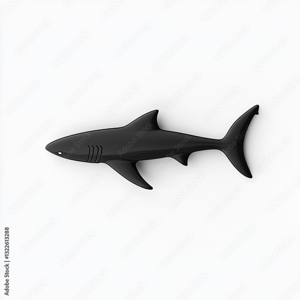 Fototapeta premium Black shark icon on white background, minimalistic design