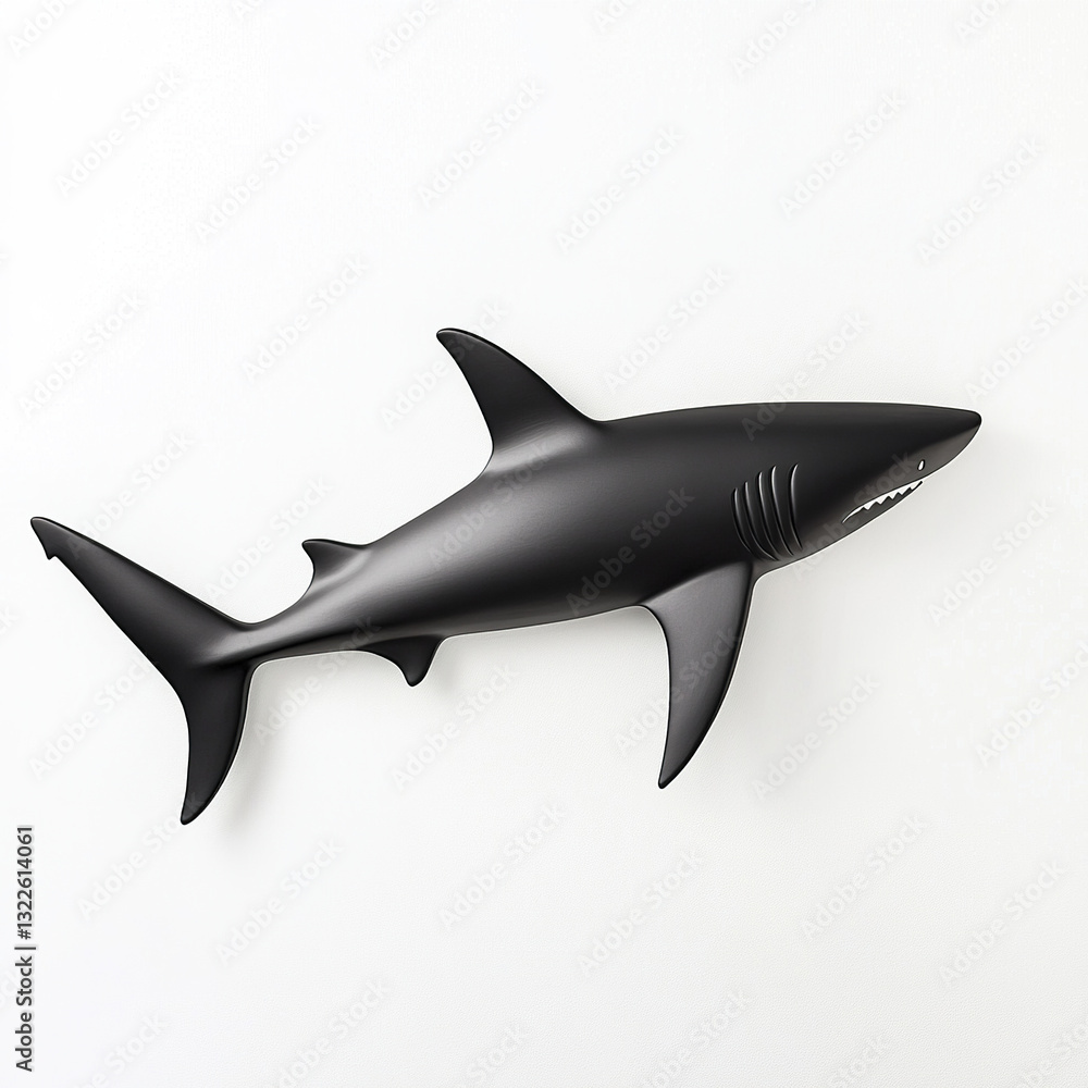 Fototapeta premium sleek black shark icon on white background