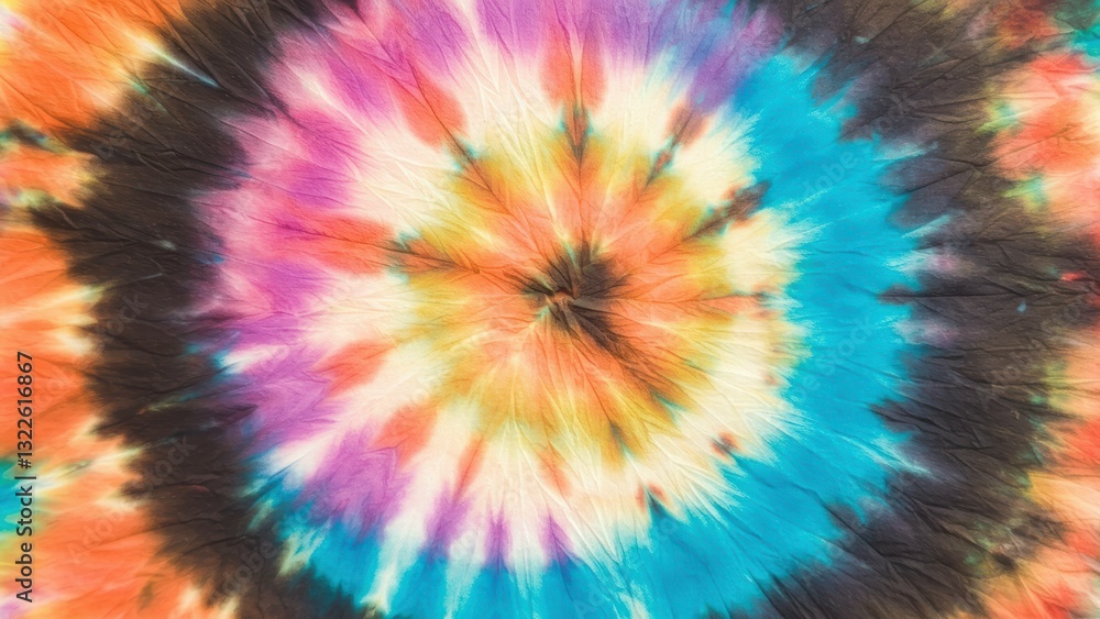 Obraz premium Tie dye fabric with vibrant colors in circular pattern Represents creativity, self expression, and youth culture