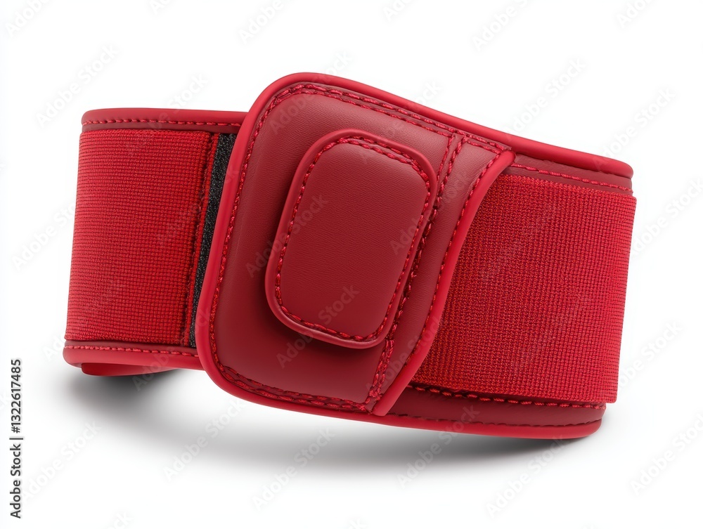Red fabric support belt, medical device. Red fabric support belt, medical device.