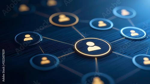 Golden social media icon on a vibrant blue background, symbol of digital connection and online communication