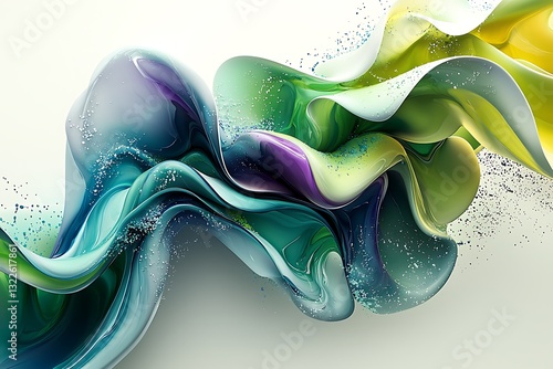 Abstract image with flowing shapes and colorful liquid effect