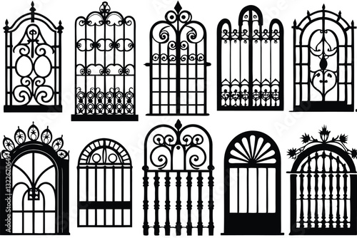 wrought iron gate vector illustration