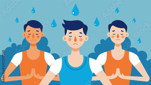 Sweat glistens on the foreheads of practitioners as they hold challenging poses their breath steady and controlled.. Vector illustration
