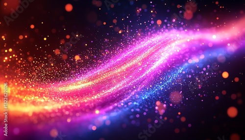 A swirling stream of sparkling colors flows across darkness