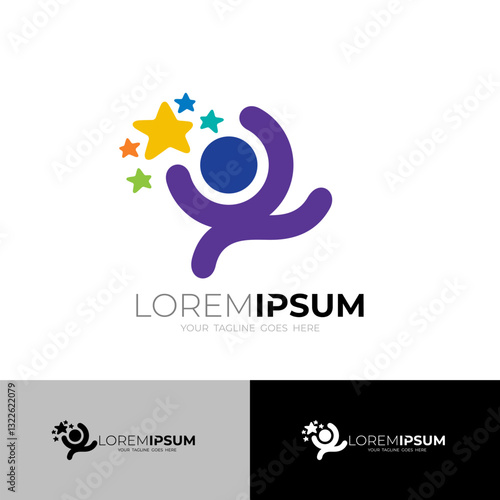 logo of a little boy running after a star, reaching for his dream