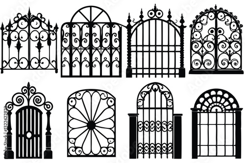 wrought iron gate vector illustration