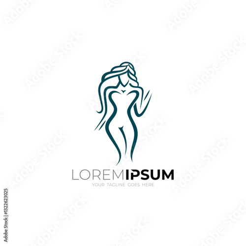 icon of woman with beautiful body, with line style
