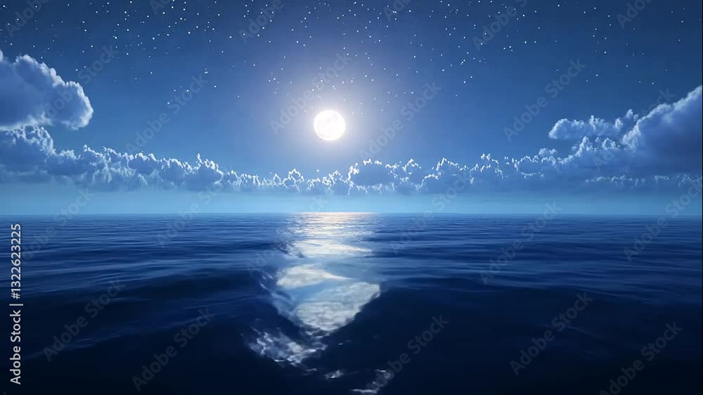 Tranquil Night Ocean Moonlit Seascape Tranquil Night Ocean Moonlit Seascape