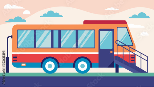 A public transportation bus equipped with wheelchair ramps and designated seating for seniors allowing for easier and more inclusive travel.. Vector illustration