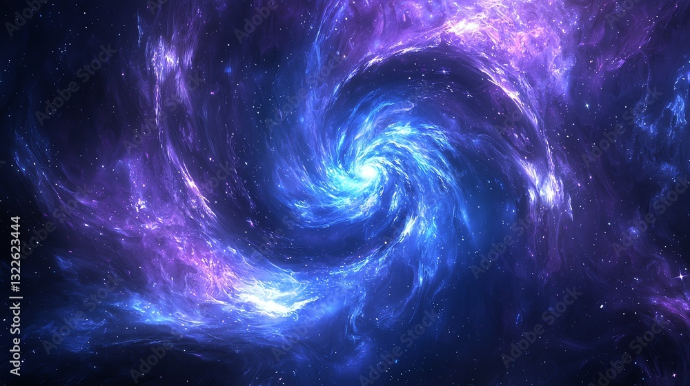 Abstract illustration of a swirling galaxy in deep cosmic blues and purples, mesmerizing and ethereal Abstract illustration of a swirling galaxy in deep cosmic blues and purples, mesmerizing and ethereal