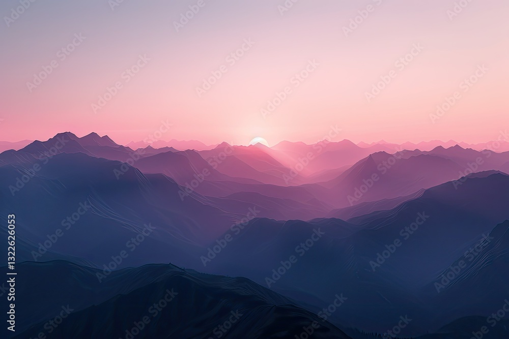Vibrant Color Visual of Majestic Sunrise Over the Mountain Peaks Vibrant Color Visual of Majestic Sunrise Over the Mountain Peaks