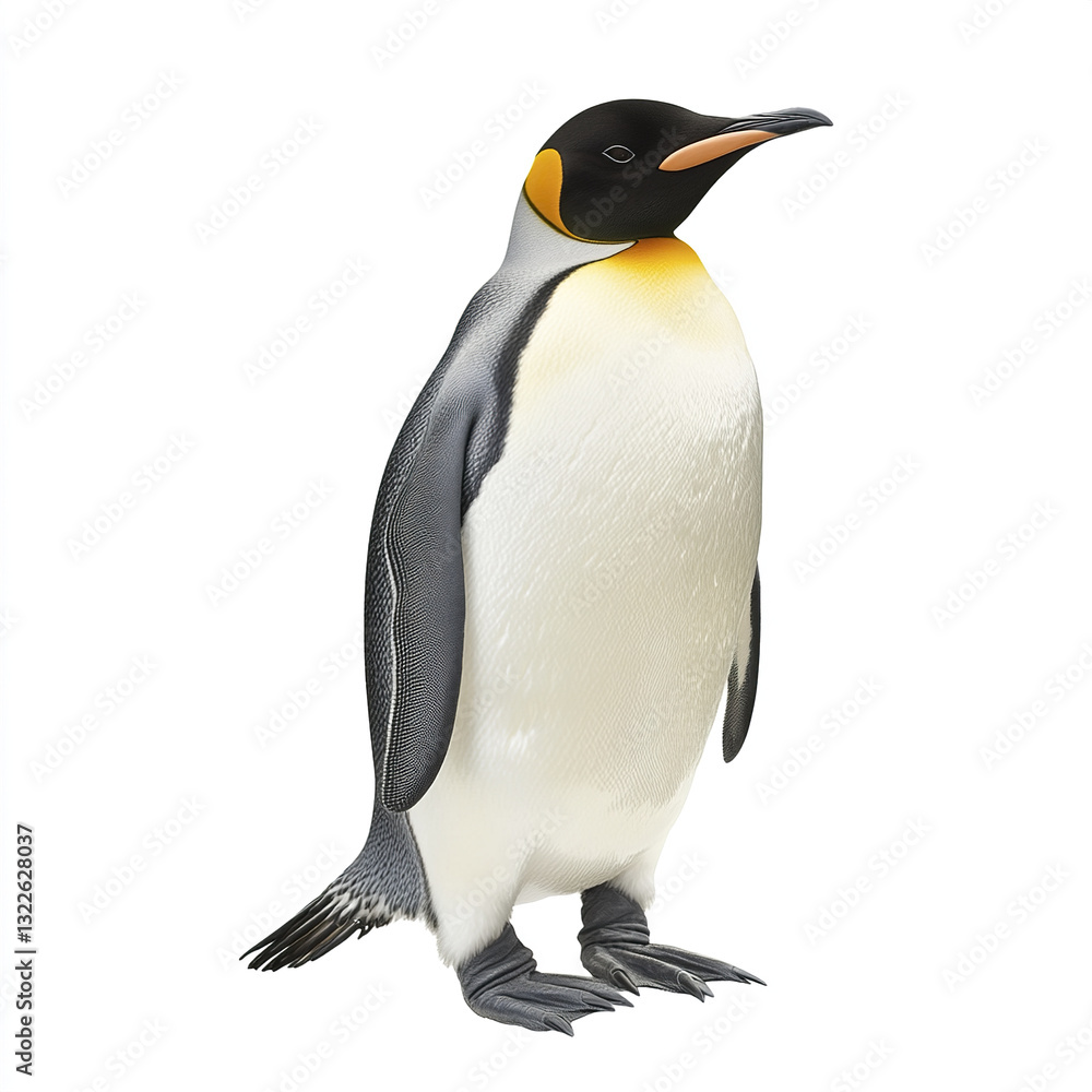 Obraz premium Penguin standing on white background, showcasing its vibrant colors
