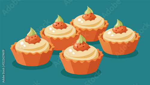 For a touch of sophistication tiny pastry cups filled with rich and creamy crab dip.. Vector illustration
