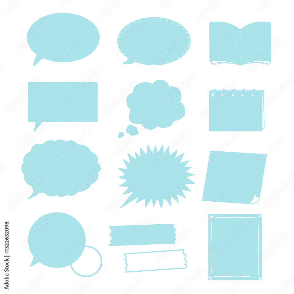 吹き出し詰め合わせ　青色