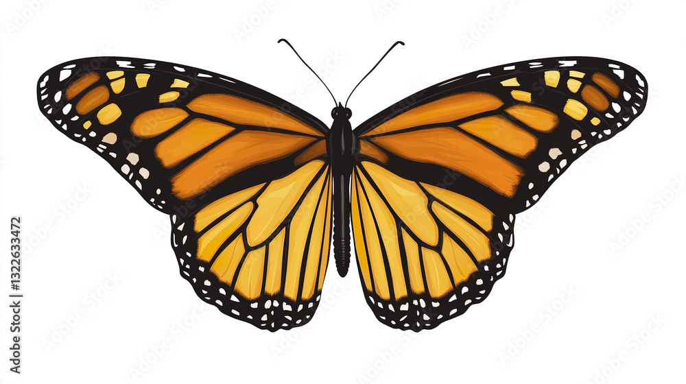 Fototapeta premium monarch butterfly with open wings on white background
