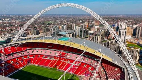 Aerial view of Wembley Staium in Northern London in sunny day, UK