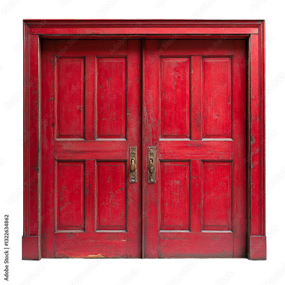Red closed double door, cut out. Isolated on a transparent background. Red closed double door, cut out. Isolated on a transparent background.