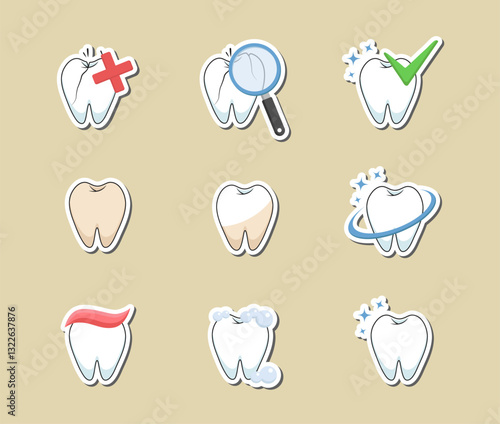 Teeth set. Vector sticker collection