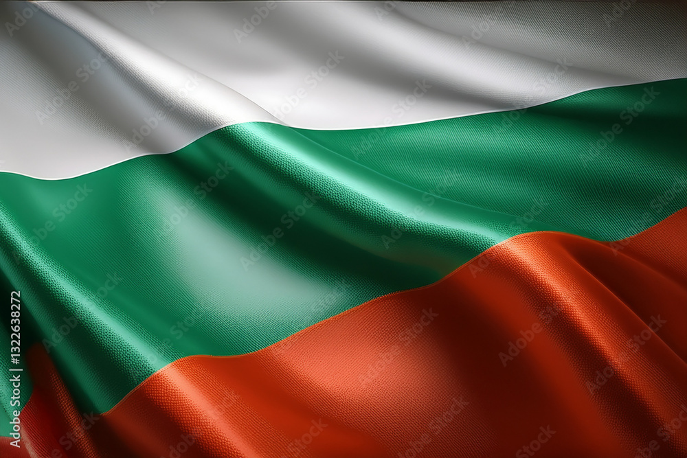 Obraz premium Waving Bulgaria National Flag Illustration in close up, part 3