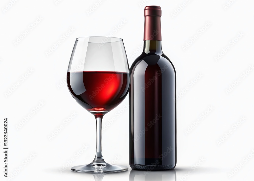 Red Wine Bottle and Glass, Elegant Still Life, PNG, High Resolution Red Wine Bottle and Glass, Elegant Still Life, PNG, High Resolution