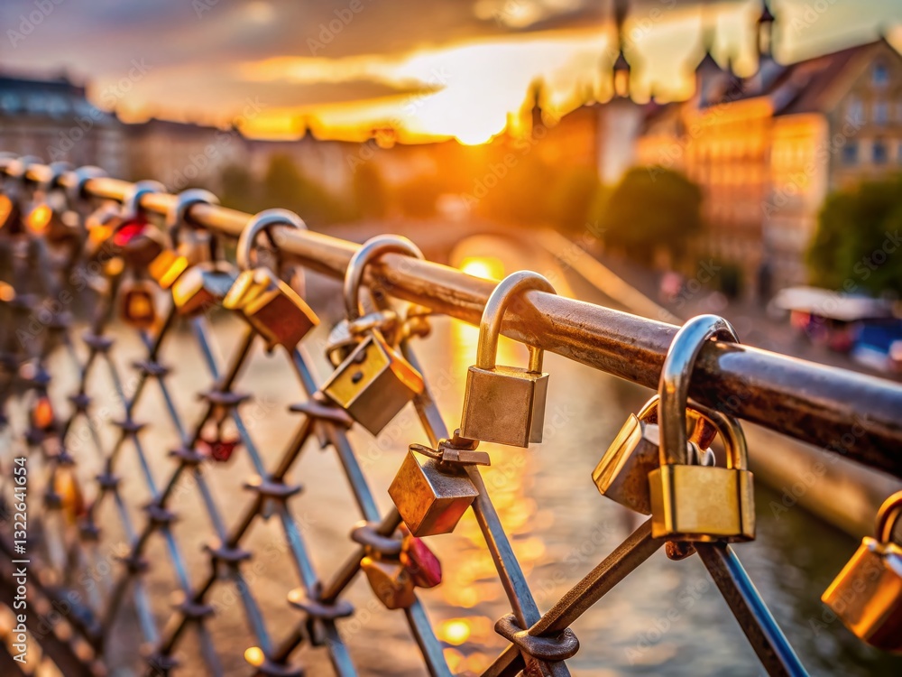 Romantic Love Locks Bridge Architectural Photography - Parisian Style