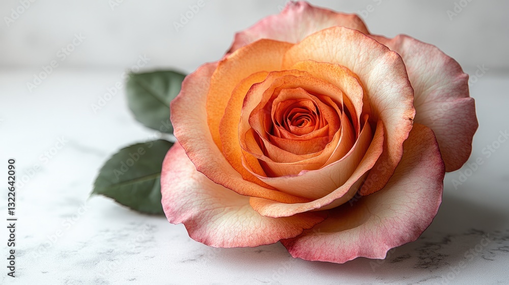 Fototapeta premium Peach Rose Close-Up with A Delicate Bloom