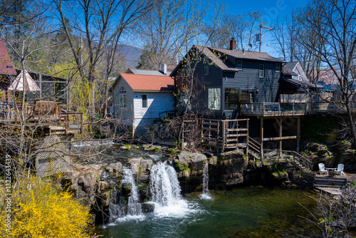 the view of houses and fall in early spring